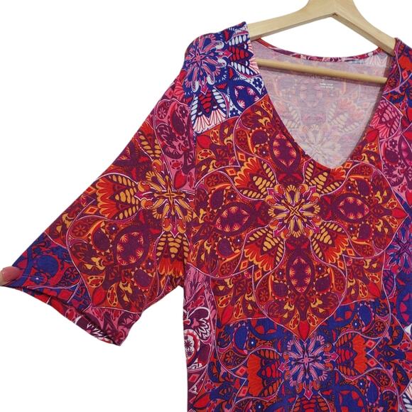 Soft Surroundings | Petite Mixed Media Half Sleeve Stretch Maxi Ankle Dress - Picture 3 of 8